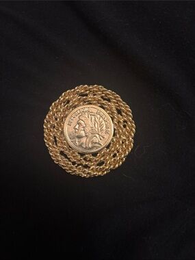 Vintage Republique Francaise Gold Coin Brooch